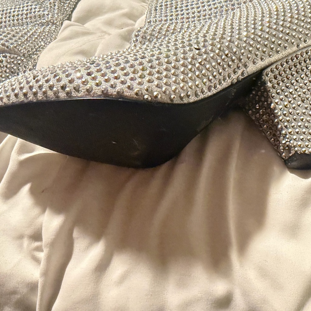 Silver Rhinestone Knee-High Boots - Picture 2 of 2